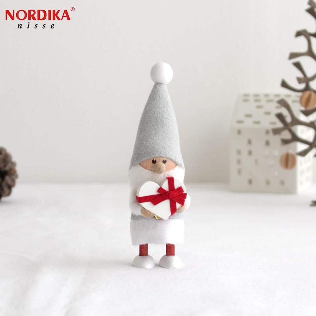 Nordica Nisse Christmas Wooden Doll Heartful Santa Silent Night White X Red