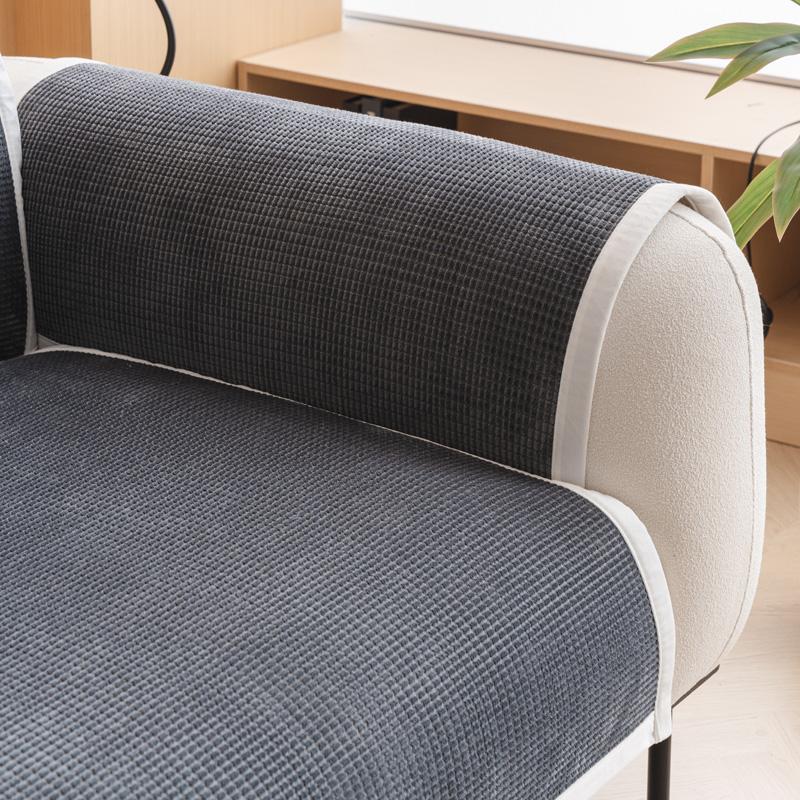 Corn Fleece Four Seasons Universal Sofa Cover Sofa Pad Solid Color Plaid Sofa Mat for Living Room Non-Slip L Shaped Couch Cushion