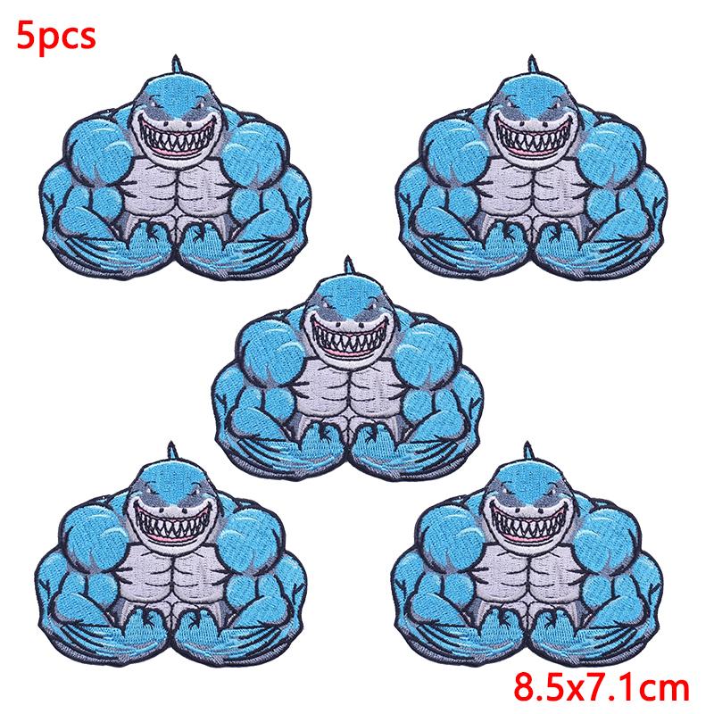 5Pcs/Lot Punk Animal Patch Iron On Embroidery Patches For Clothing Thermoadhesive Patches On Clothes Hip Hop Patch For Clothes