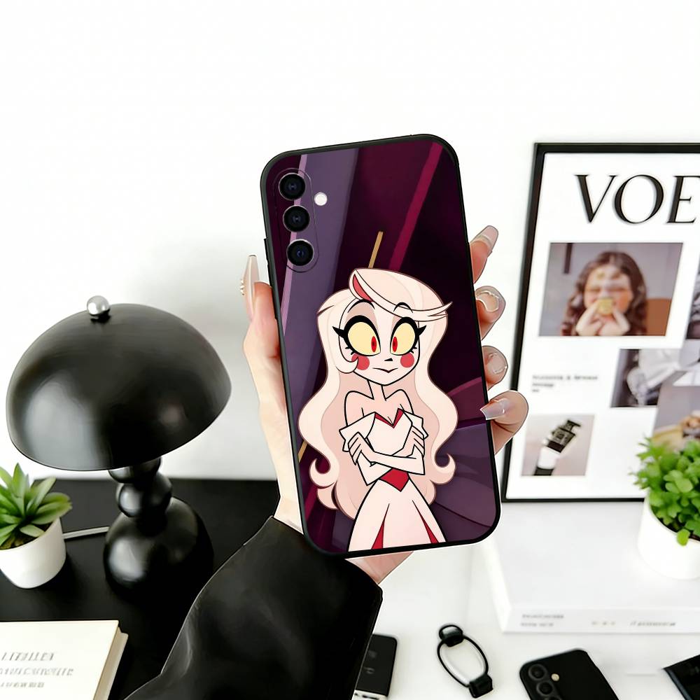 H-Hazbin C-Charlie Phone Case Black Silicone Soft For Samsung Galaxy A73,A72,A71,A70,A53,A52,A51