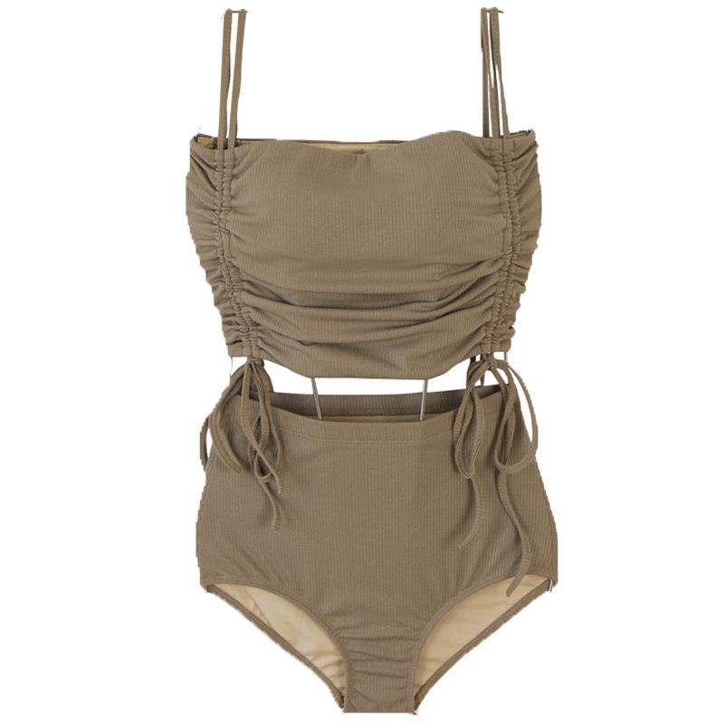 Korean High-Waisted Two-Piece Bikini Set for Large Busts