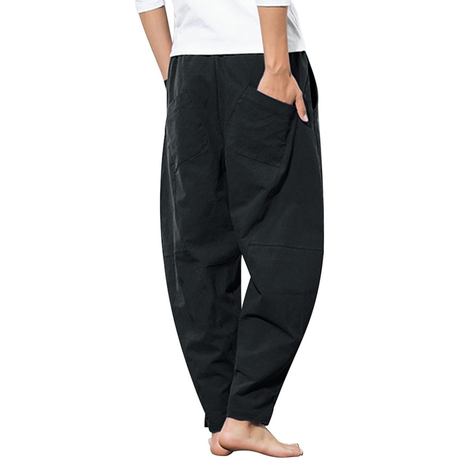 Модные мужские повседневные однотонные свободные спортивные штаны — фото 5