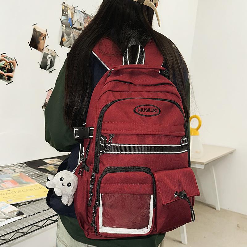 Sac à dos d'école pour étudiant, sac à dos de couleur unie pour femme, sac à dos d'ordinateur pour homme