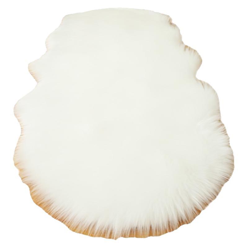Irregular Imitation Wool Non-slip Carpet for Bedroom, Living Room, Sofa, and Bedside - Thickened & Washable.