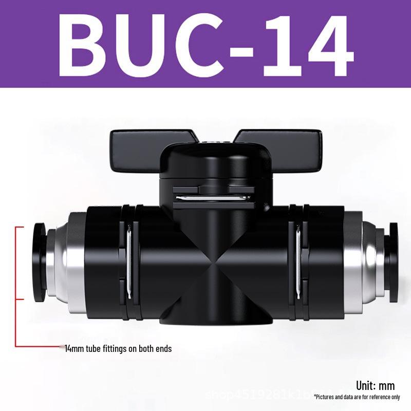 Zhuoji Pneumatic BUC-6-10 Hand Valve with 8mm Tubing, 12mm Straight-Through Air Valve, Quick-Connect Fittings.