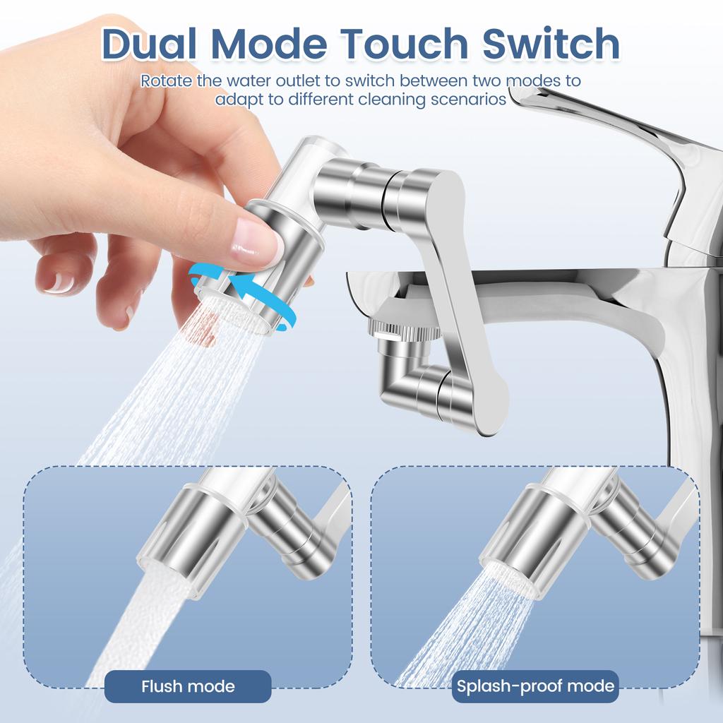 1080° Rotating Faucet Extender Universal Faucet Aerator Extension with 2 Mode Splash and Filter Core for Home Kitchen Bathroom