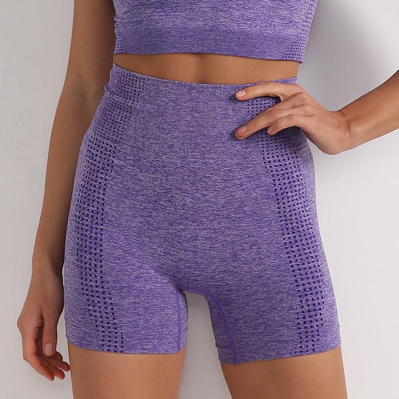 Summer High-Waisted Seamless Yoga Shorts for Running and Fitness