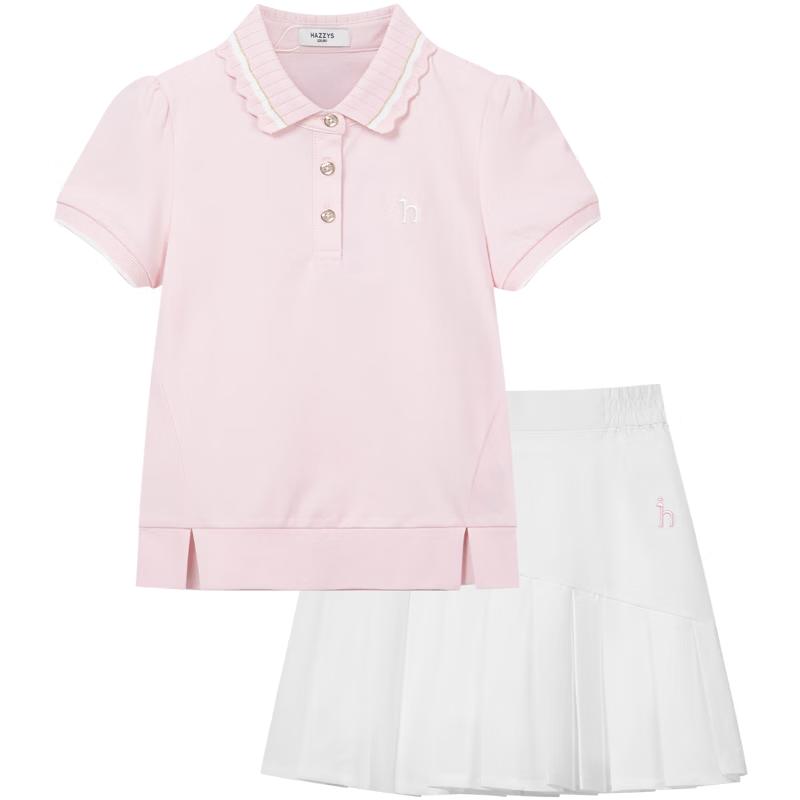 HAZZYS Girls  2026 Summer Breathable Lapel Short-Sleeve Two-Piece Set 145