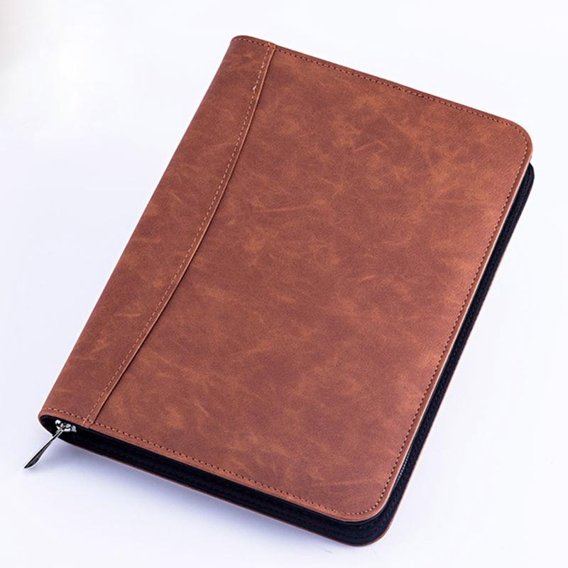A5 Padfolio File Folder Document Bag with Calculator Zipper Fichario Binder Notebook Briefcase Executive Spiral 6 Ring Note Book