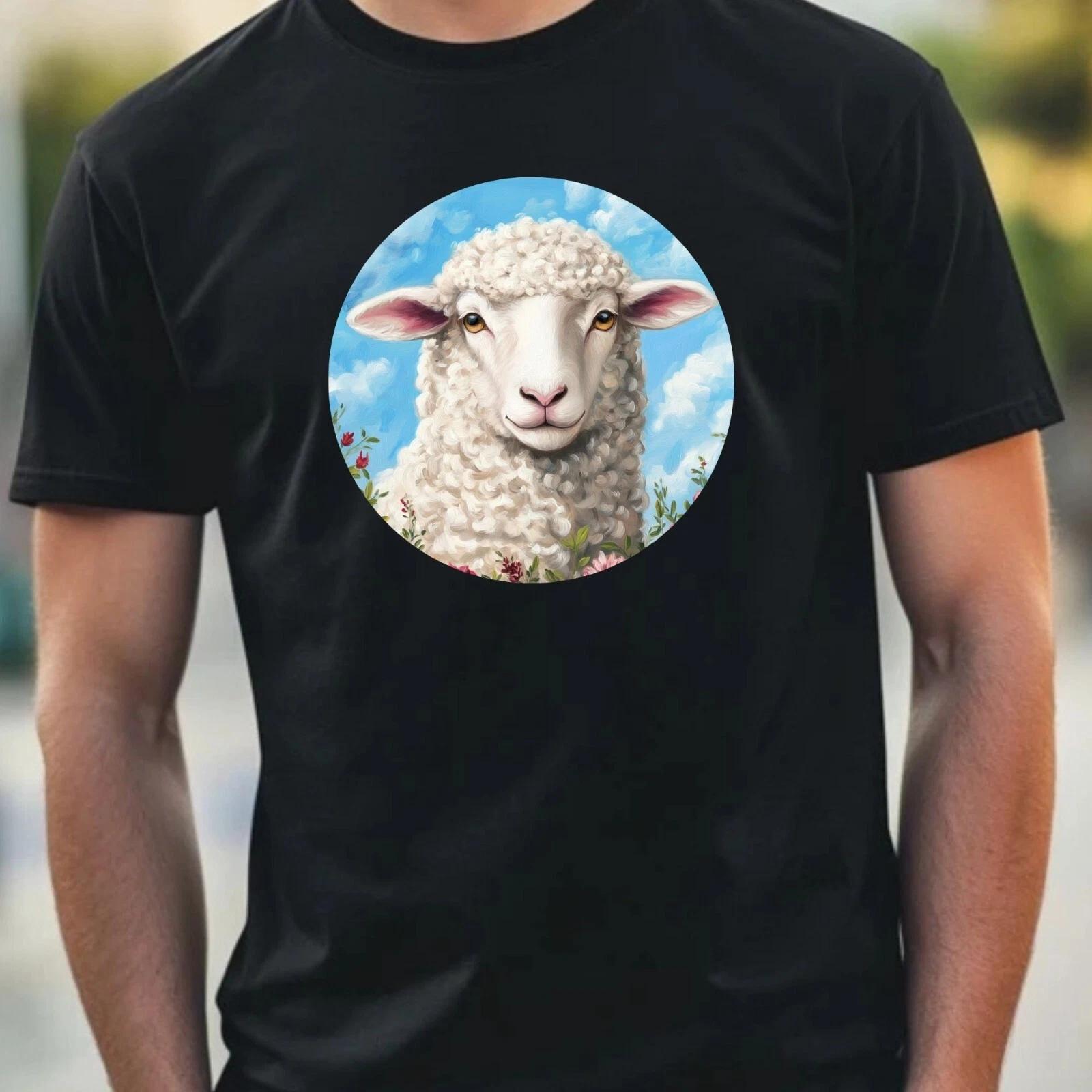 T-Shirt Herren Schaf Portrait Motiv Baumwolle Größe XS bis 5XL XS