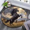 Schwarzes Pferd Runder Teppich, Teppich für Wohnzimmer Schlafzimmer Sofa Spielzimmer Dekor, Rutschfeste Fußmatte