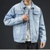 Denim Coat Men Thick Jackets Warm Coats Turn Down Collar Full Sleeve Single Breasted Simple Casual Loose Jacket Winter