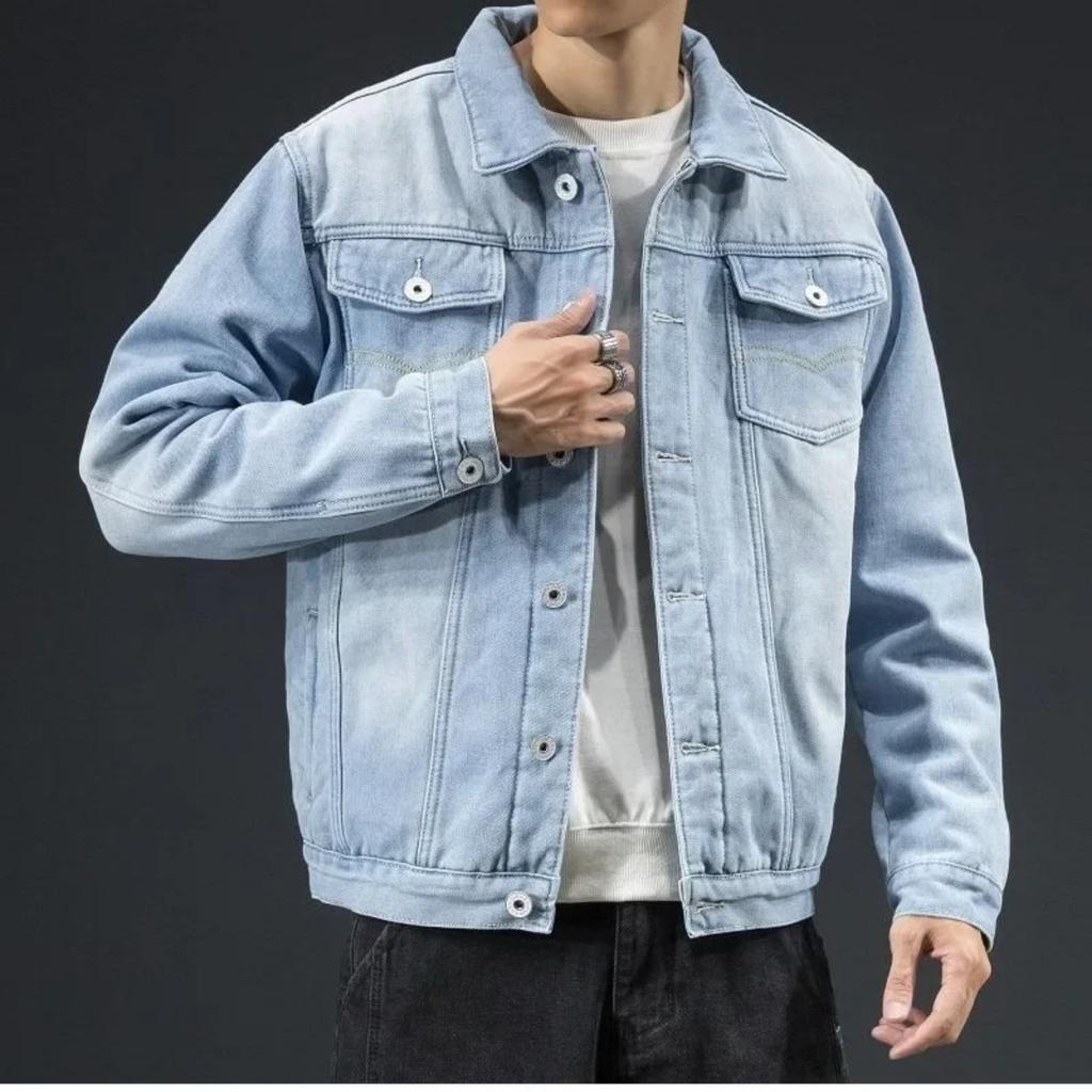 Denim Coat Men Thick Jackets Warm Coats Turn Down Collar Full Sleeve Single Breasted Simple Casual Loose Jacket Winter