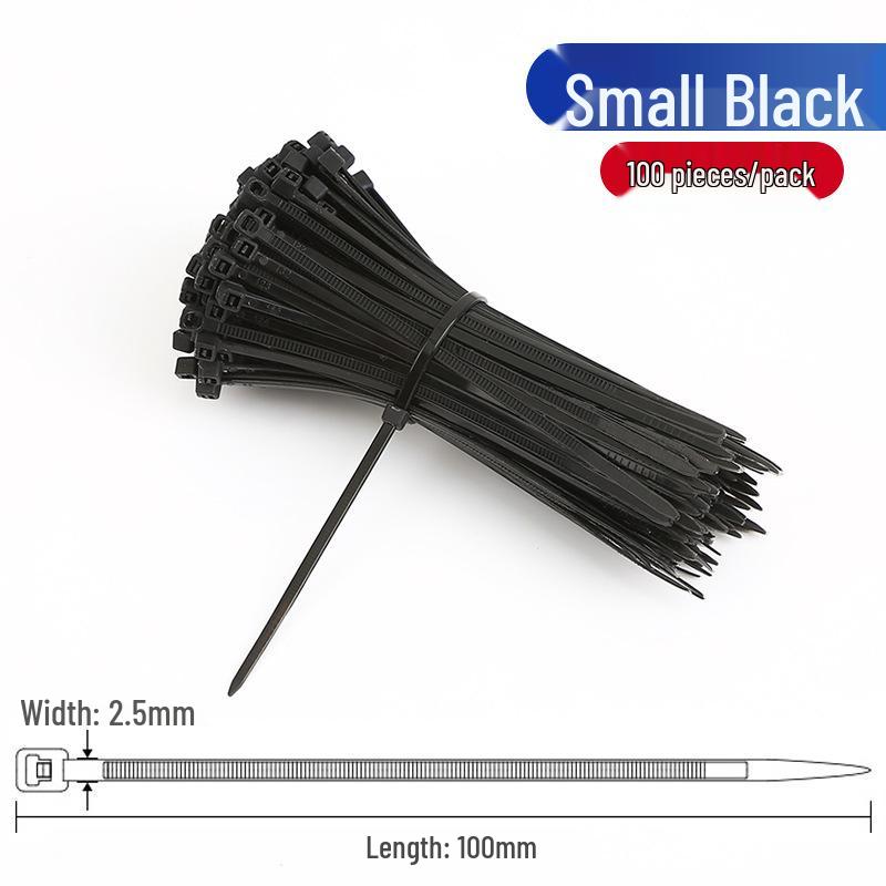 Black and White Self-Locking Nylon Cable Ties with Buckle