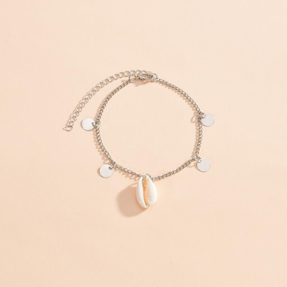 Beach Shell Pendant Disc Tassel Ladies Anklet Vintage