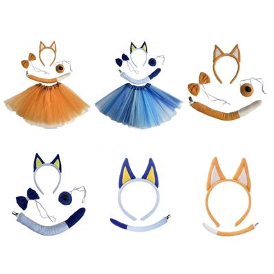 Dog Costume Set Dog Ears Tail Bow Nose Tutu Animal Fancy Costume Kit Accessories for Kids Girls Halloween Cosplay Props