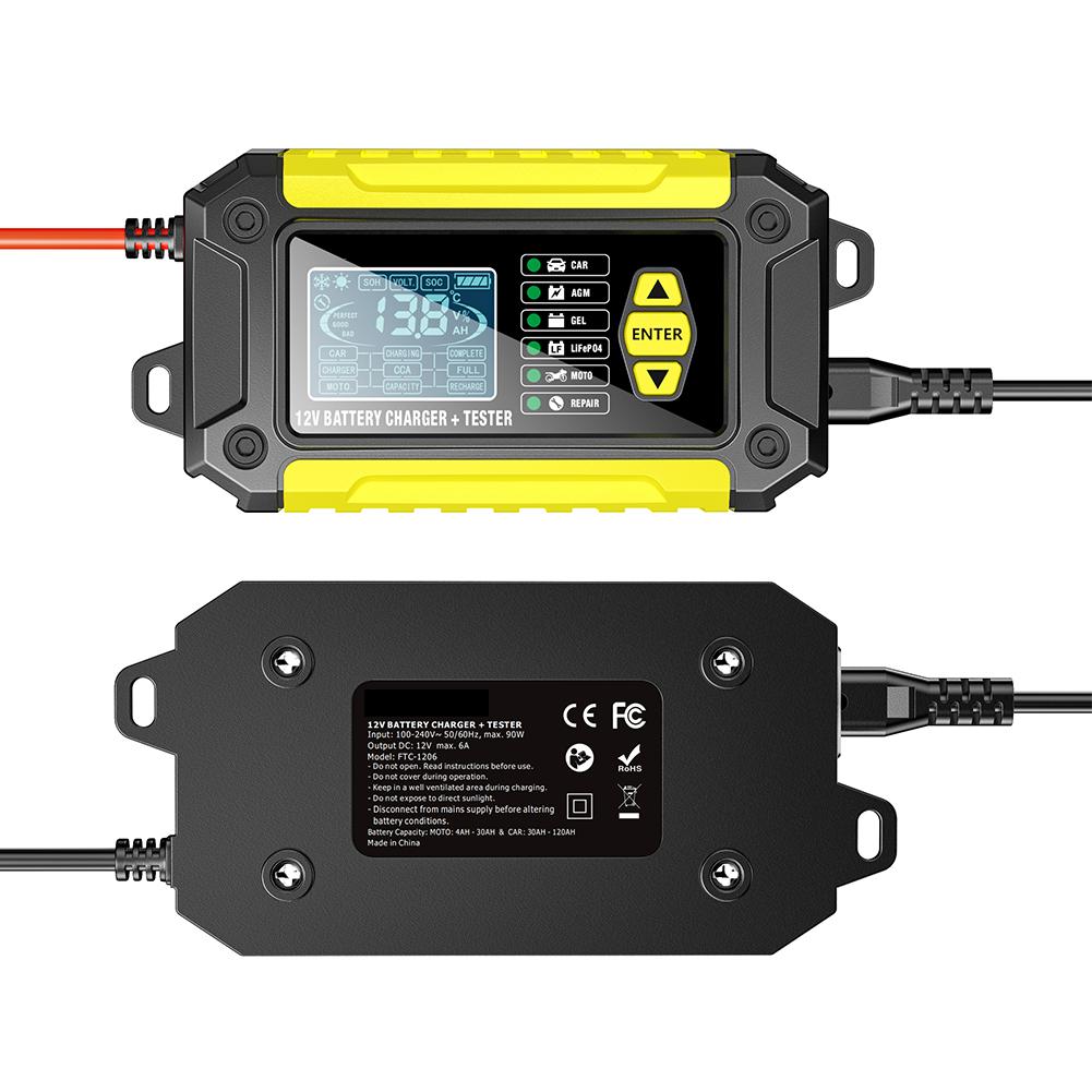 

Автомобильное зарядное устройство для аккумулятора 12 В LiFePO4 AGM портативное автомобильное зарядное устройство для аккумулятора 1,9-дюймовый ЖК-дисплей интеллектуальное устройство для обслуживания аккумулятора для грузовиков, мотоциклов