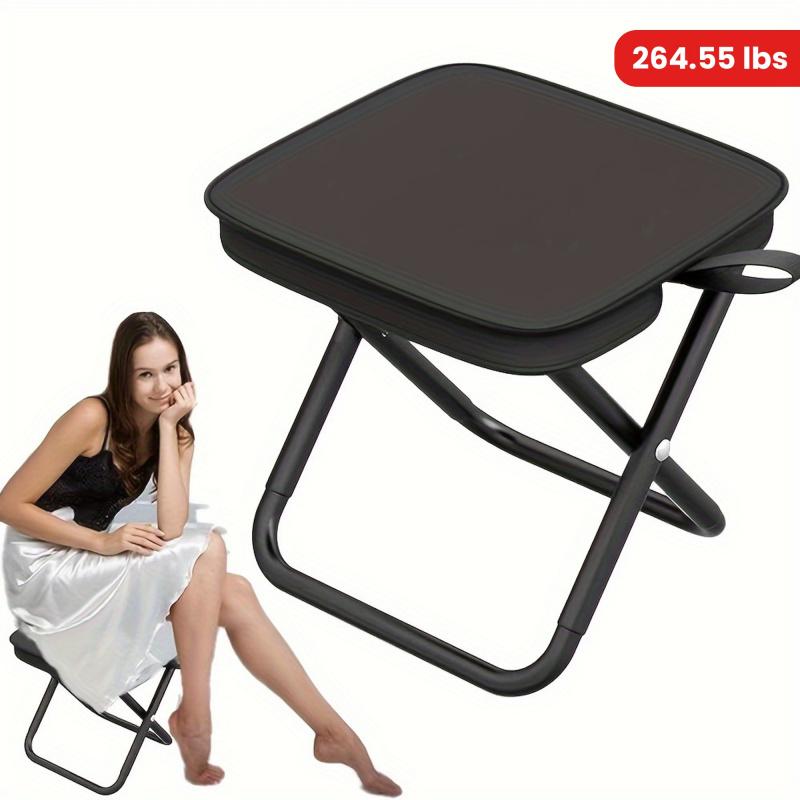 1pc Portable Folding Iron Alloy Stool, Square Outdoor Picnic, Camping, Fishing Chair, Durable, Heavy-Duty 264.55 lbs Capacity,
