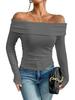 2026 European & American Sexy Off-Shoulder Slim Long-Sleeve Women's Top