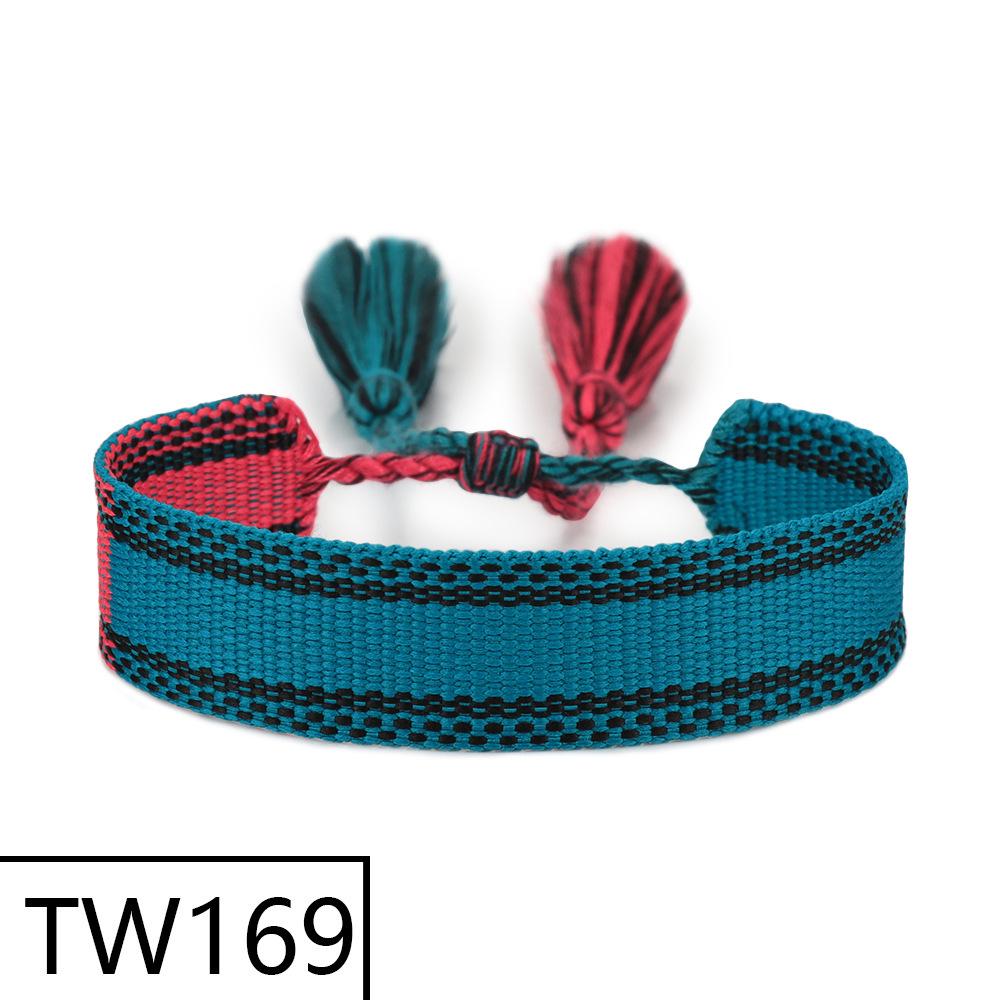 Handmade Bohemian Embroidered Logo Tassel Bracelet - Ethnic Style Friendship Band
