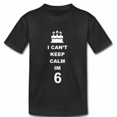 Ik kan niet kalm blijven, ik ben 6 6e verjaardag unisex T-shirt 6 jaar oude jongens