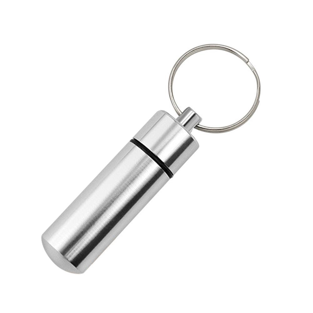 Keychain Pill Organizer Portable Waterproof Elderly First Aid Pill Case Aluminum Alloy Health Care for Traveling Camping