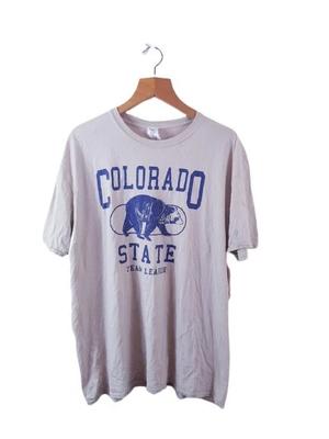 Herren Kurzarm Beiges Baumwoll Basic T-Shirt Größe XL ( Bundesstaat Colorado ) Regulär