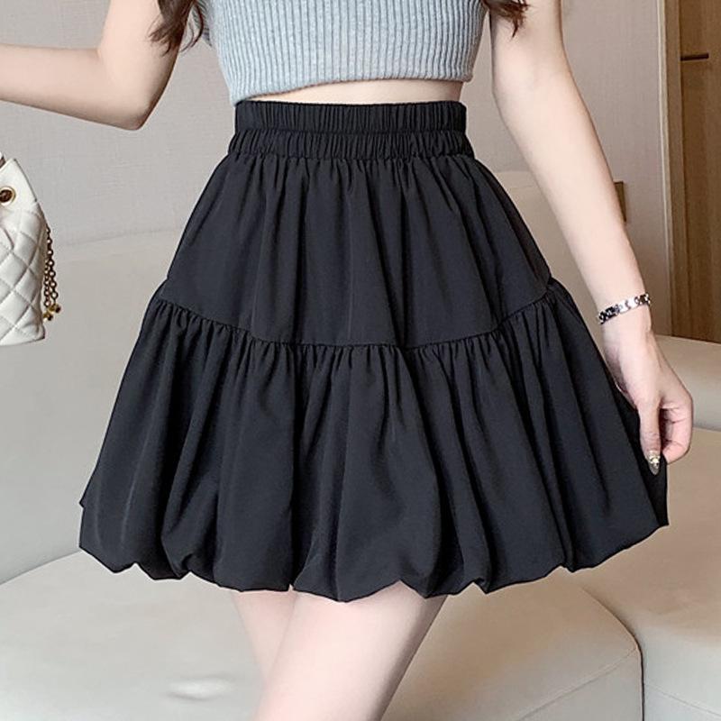 2026 Spring/Summer High Waist Bubble Mini Skirt for Women - Slimming Fluffy A-line Skirt with Anti-Exposure Design.