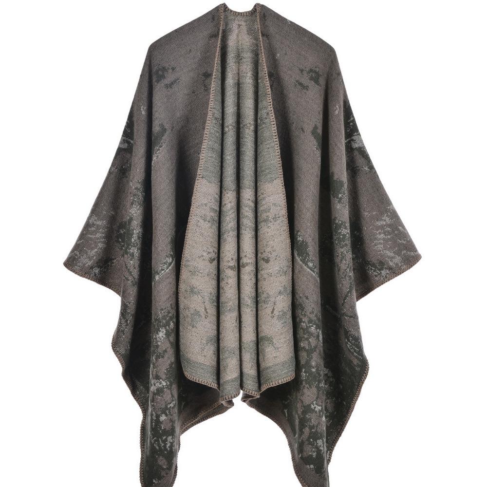 Women's Fashion Jacquard Imitation Cashmere Shawl - Thickened, Warm, Large Cape Scarf