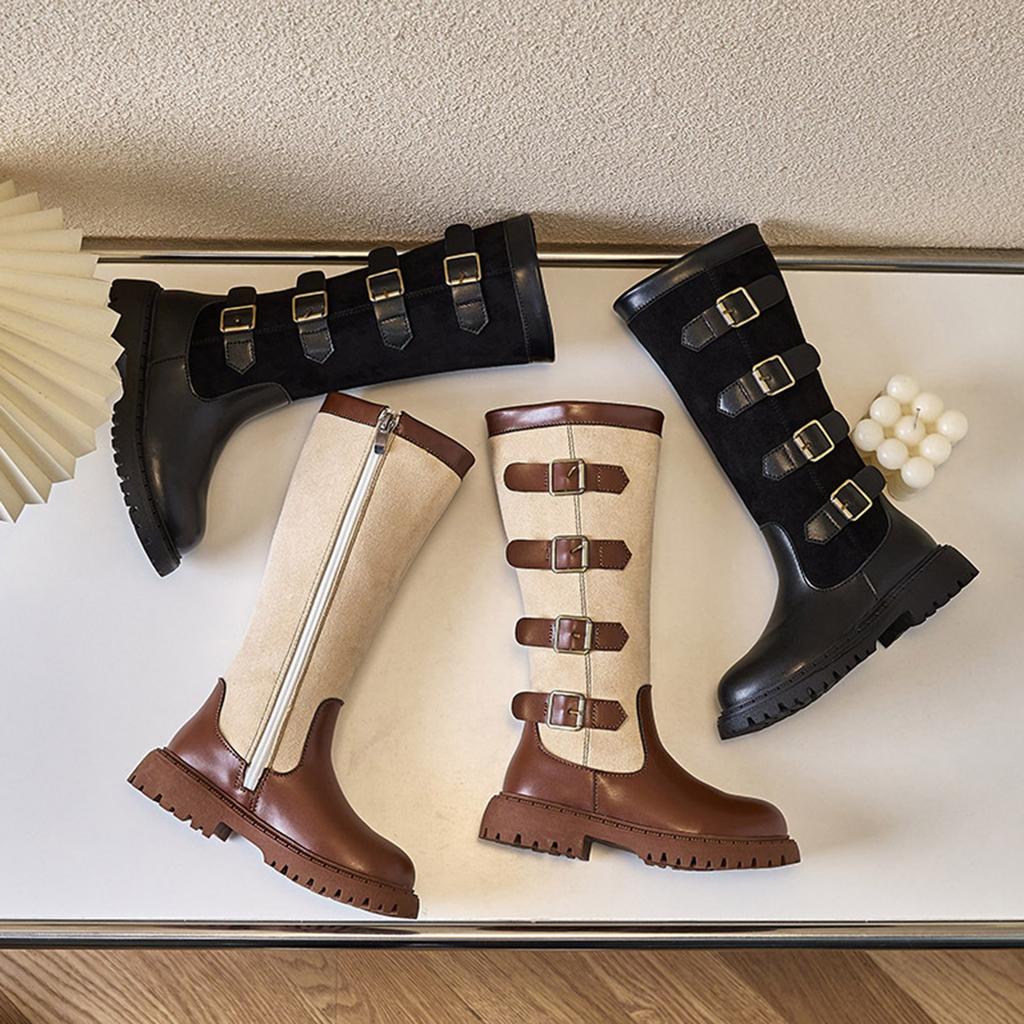 Children's Boots, Single Boots, High Waisted Straps, Side Zippers Boots