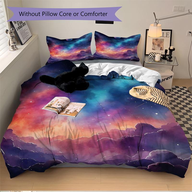 3pcs Starry Night Sky Quilt Cover Set, Soft and Cozy Bedroom