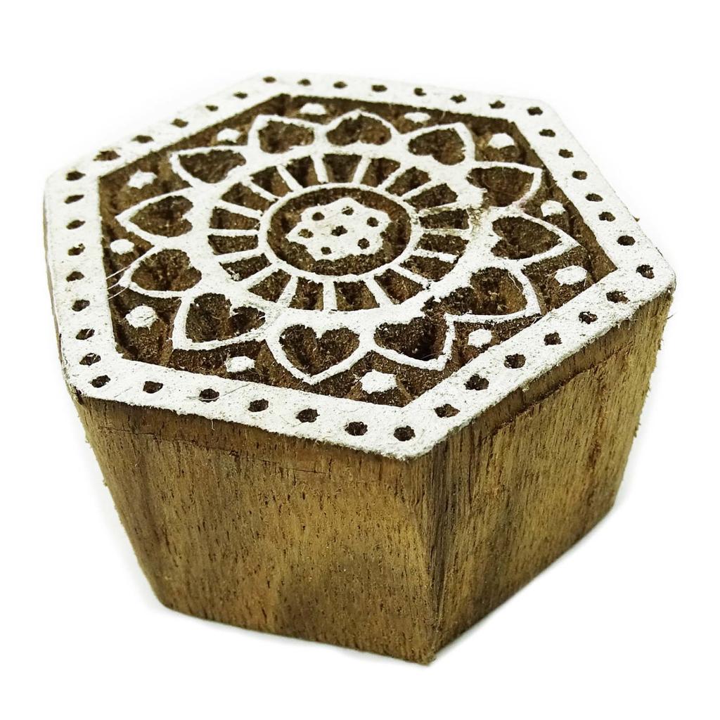 Textile Printing Block Wooden Floral Block Stamp Hand Carved Stamp Block