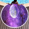 Purple Dreamy Scenery Print Round Beach Towel,Polyester Sand Resistant Beach Blanket,Absorbent Quick Dry Pool Towel Picnic Mat