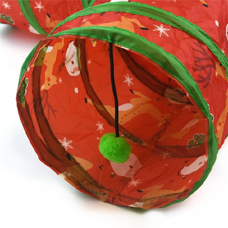 Festival Reindeer Cats Tunnel Indoor Foldable Playtube Small Pet Tunnel Hideaways Interaction Tunnel with Teaser for Cats