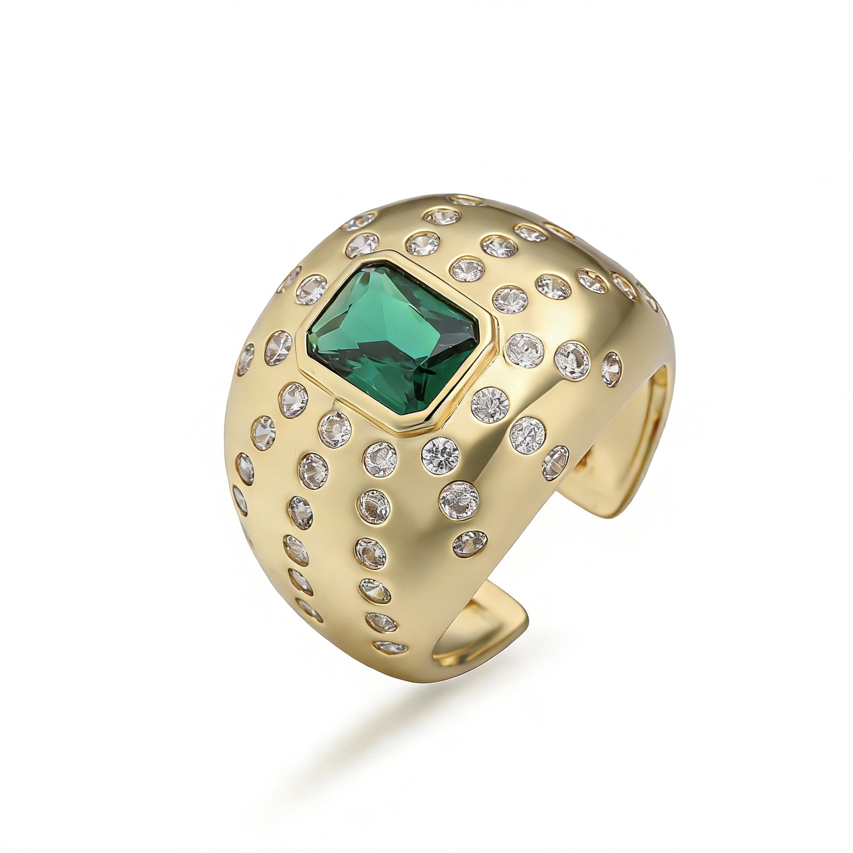 

Ring Width 18mm Simple Steady Zircon Ring Copper Metal Material High-quality Gold Plating Men s ring Adjustable Size Resize Contact me