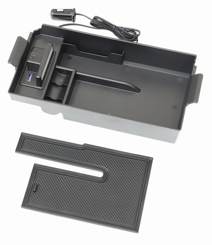 AVEST Console Tray with Charging, USB Type-C, and LED Lights for the New Noah/Voxy 90 Series. Interior Parts and Accessories. Center Console Box.