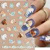 5D Embossed Cartoon Nail Art Stickers: Galloping Horse & Red Flower Wreath He1625