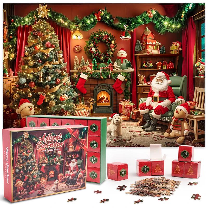 Blind Box 24 Days Advent Calendar 2025 Christmas Gifts Puzzle Santa Claus Snowman Mystery Boxes for Adults Kids Puzzles Toys