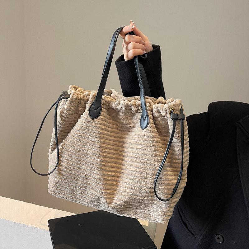 Autumn/winter Corduroy Shoulder Bags Large Capacity Furry Women's Bags High Quality String Soft Versatile Handbags CLE