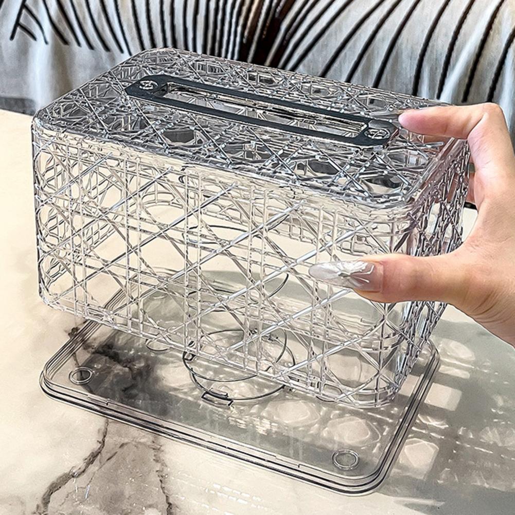 Quadratische Taschentuchbox Taschentuchbehälter Transparenter Taschentuchboxhalter mit Aufbewahrungsfach Deckel für Anti-Oxidation Feuchtigkeitsdicht