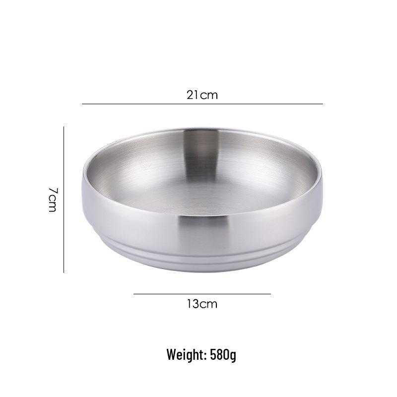 Korean Style Stainless Steel Double-Layer Gold Noodle Bowl - Large for Noodles, Rice, or Soup with Custom Logo