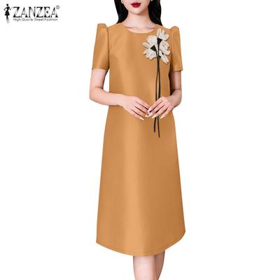 Robe d'été décontractée à manches courtes et imprimé floral pour femme