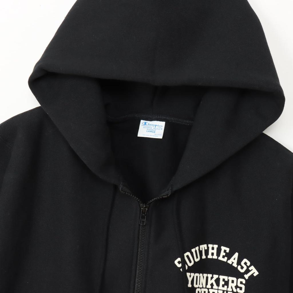 Hoodie Long Sleeve Round Neck Fleece Lined Graphic Print Relax Fit Hooded Sweatshirt REVERSE Black [Champion] 11.5oz WEAVE(R) C3-A116 Men's