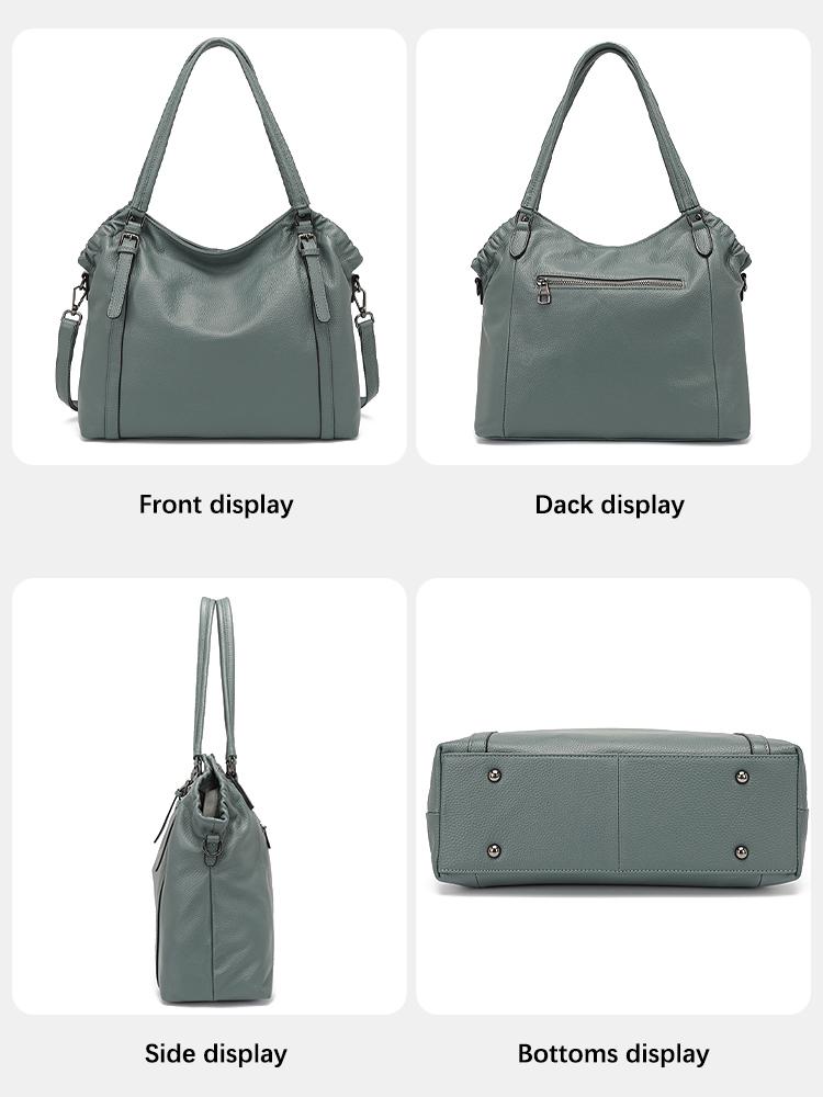 Zency Модная женская сумка через плечо из 100% натуральной кожи Сумка-хобо темно-красного — фото 4