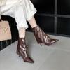 European and American Pointed Personalized Trousers Boots Women's 2025 Autumn and Winter New Fine Heel Side Zipper Short Tube Fashion High Heel Fas