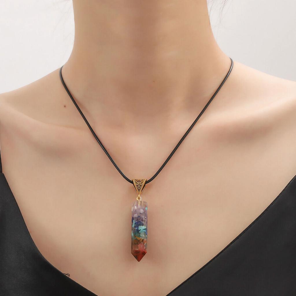 European American Fashion Colorful Natural Stone Gem Crystal Necklace for Women Wedding Jewelry