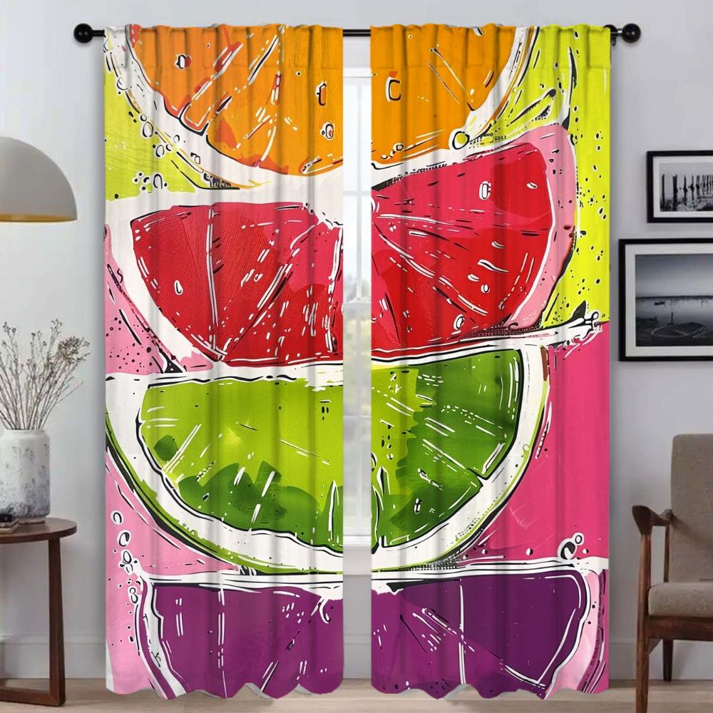 Window Curtain for Room 2 Panel Colorful Fruit Anti-mosquito Curtains for Camera Halloween Decoration Partition Shades Living