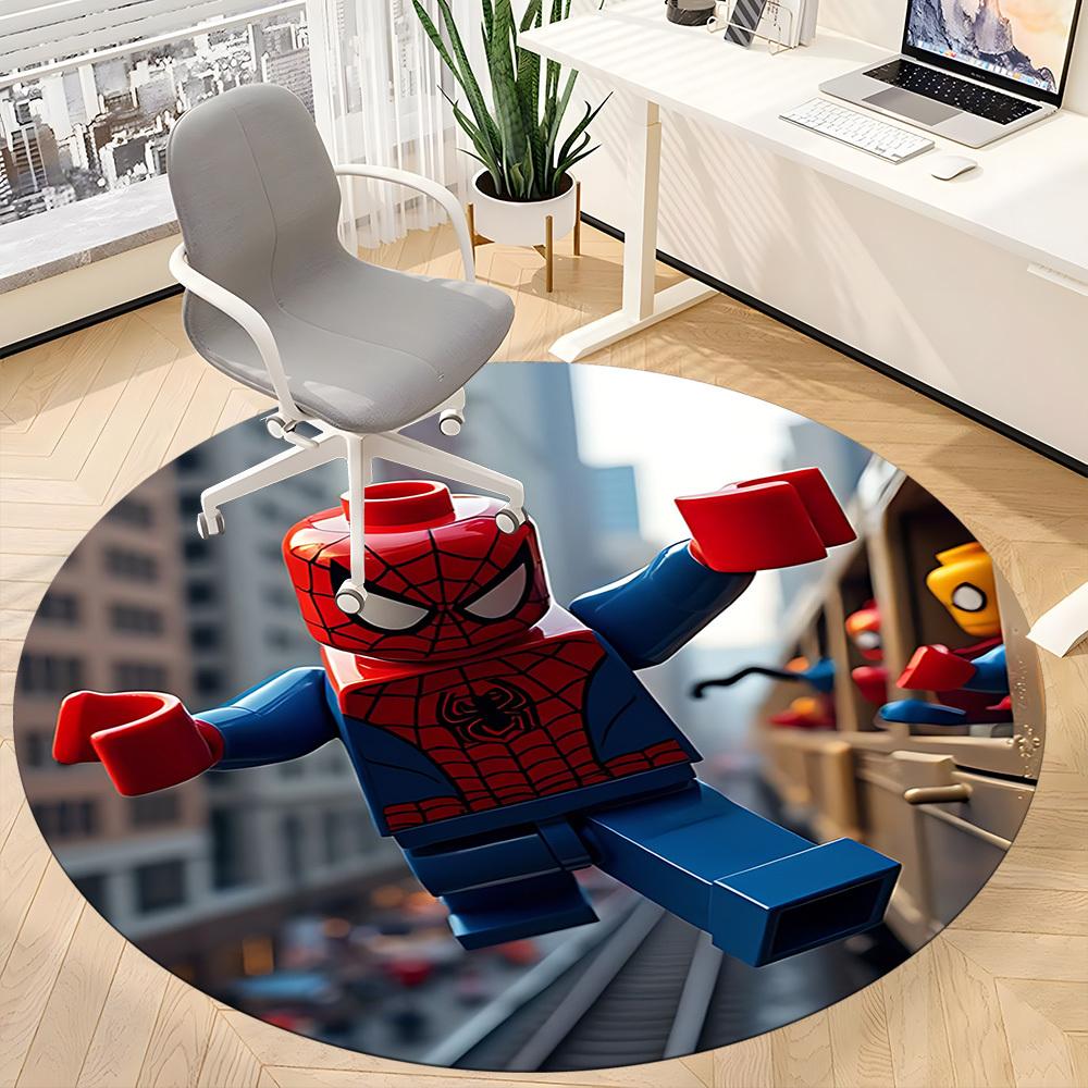 1 Stück Spider-Man LEGO Büro Runder Teppich, Indoor-Matte Geeignet für Büro, Schlafzimmer Wohnzimmer Heimdekoration, Raumdeko, Offic a0928218