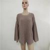 Women's Loose Plus Size Autumn/Winter Round Neck Pullover with Side Slits and Hollow Out Design