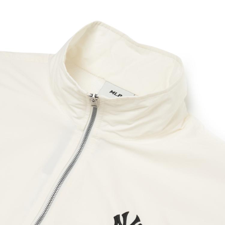 MLB Base Logo Jackets Unisex Ivory White Stand Collar Moderate Other 3AWJB0221-50IVS